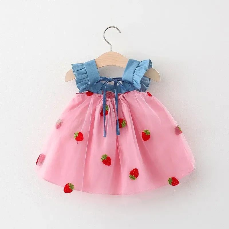 Embroidered Strawberry Princess Dress