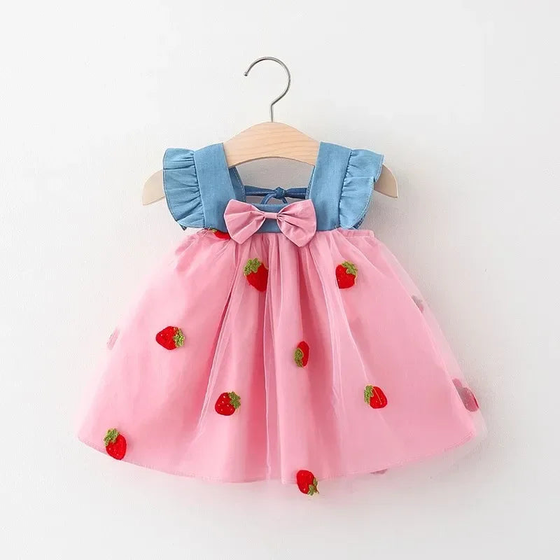 Embroidered Strawberry Princess Dress