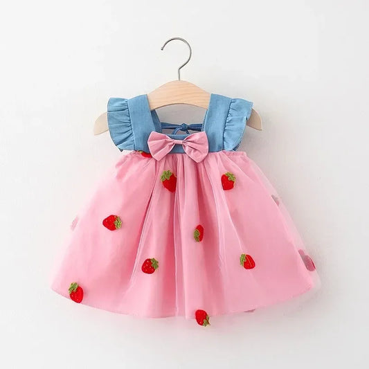 Embroidered Strawberry Princess Dress